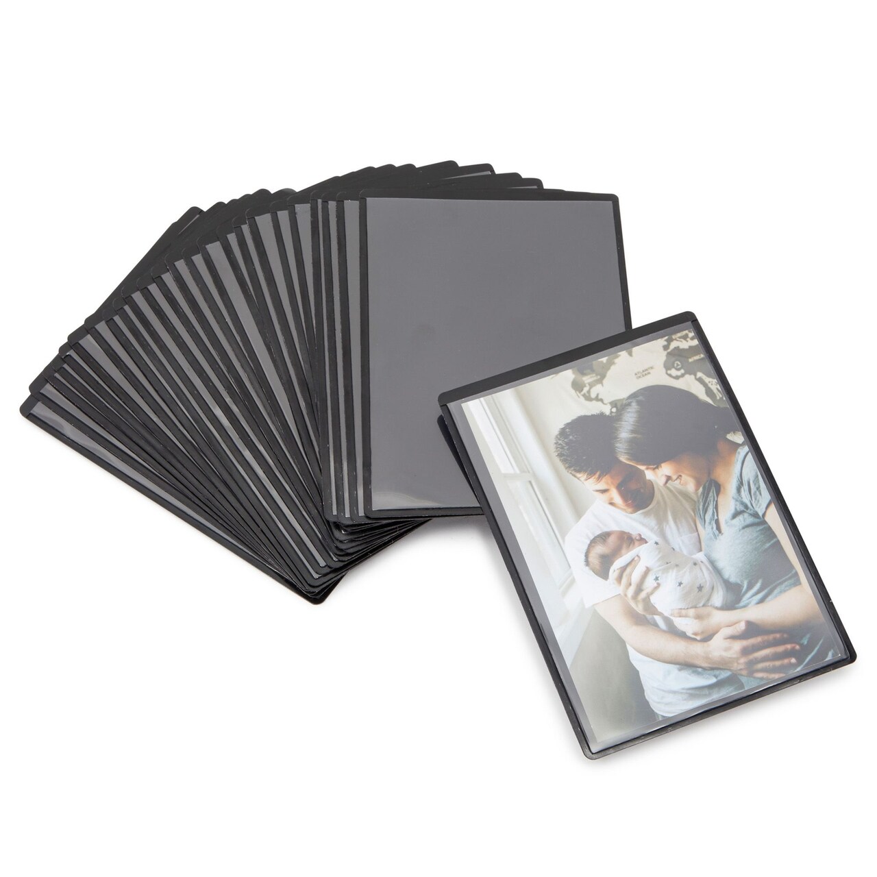 Okuna Outpost Magnetic Picture Frame - Strong Flexible Refrigerator Magnet - Clear Side-Slit Photo Holder for 4x6 Pictures - Durable Black PVC Locker Accessory - 6.5"x 4.5", 25 Pack, Black
